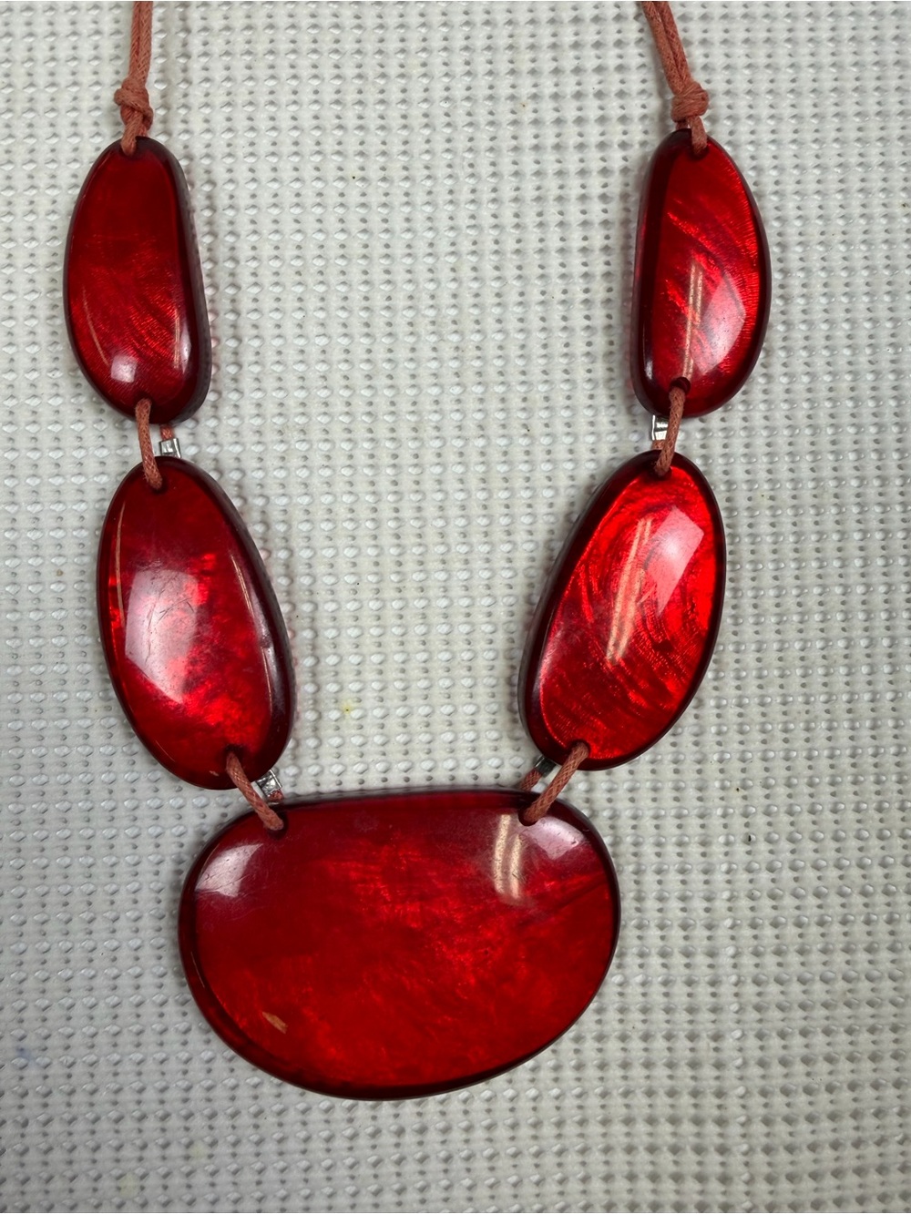 Bold Red Statement Acrylic/ Resin Necklace - Picture 9 of 13